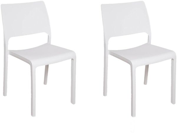 Dmora - 2er-Set Gartenstühle Ancona, Gartensitz, Für drinnen und draußen, Stapelbar, Made in Italy, 47x53 h82 cm, Weiß