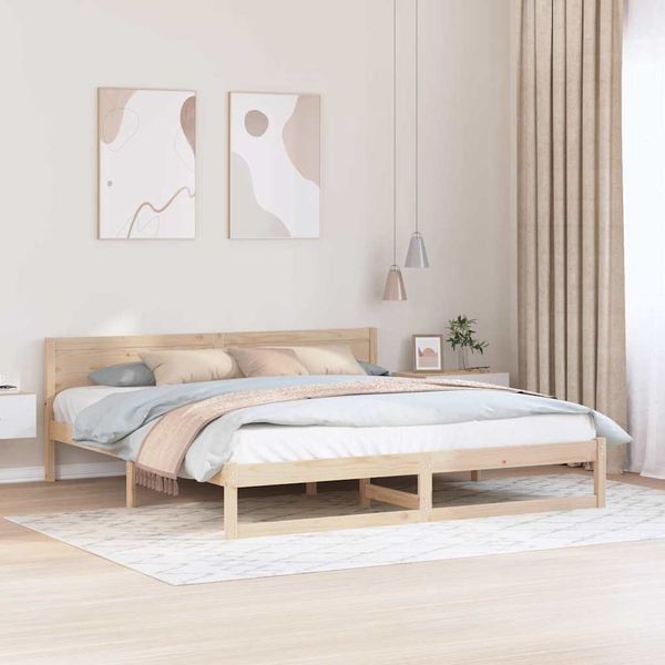 vidaXL Bettrahmen mit Kopfteil Natur 180 x 200 cm Massives Kiefernholz 873262