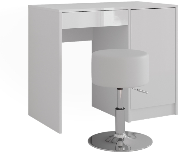 Schminktisch Sherry Weiß/Weiß Hochglanz 89.8 cm mit Hocker Vicco