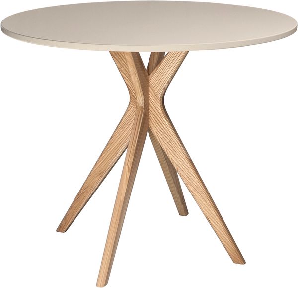 Ragaba runder Esstisch, MDF & Massives Eschenholz, Braun Beige, Ø 80 cm