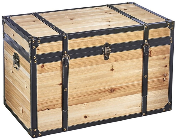 Kobolo Truhe Schatztruhe Holztruhe FLORENCE mit Details Größe L
