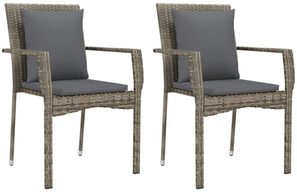 vidaXL 9-tlg. Garten-Essgruppe mit Kissen Grau Poly Rattan 3213493 Bild 2
