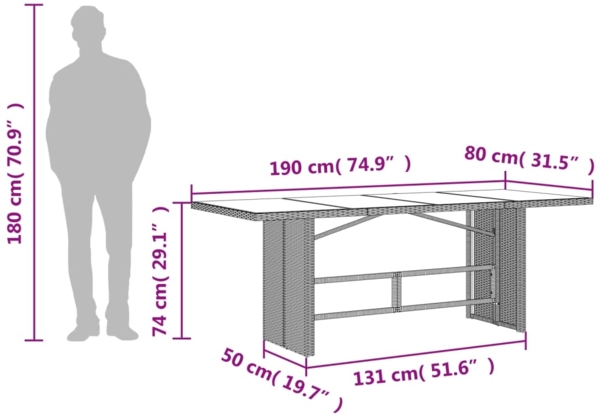 vidaXL 9-tlg. Garten-Essgruppe mit Kissen Grau Poly Rattan 3213493 Bild 8