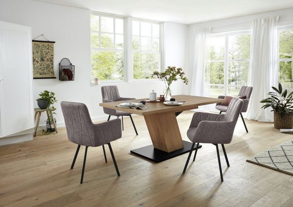 HELA Essgruppe GESA, (5-tlg, 1 Tisch / 4 Stühle), Tischplatte ausziehbar, Stuhl 360 Grad drehbar