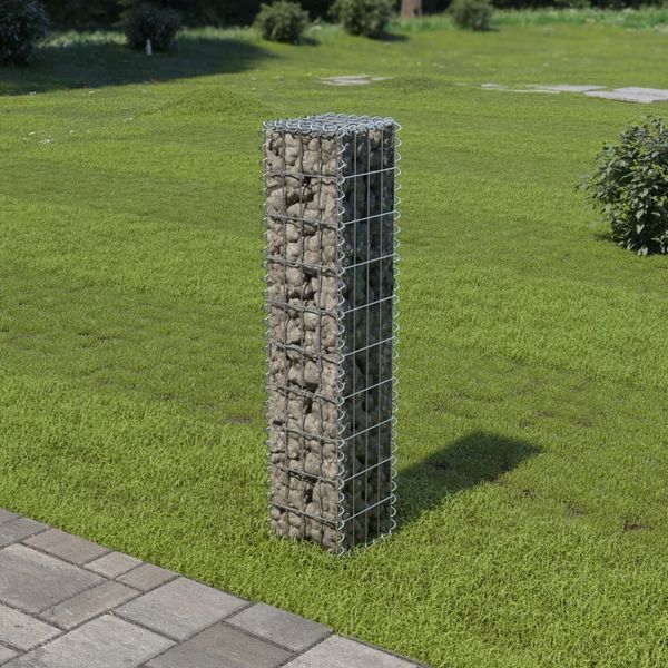 vidaXL Gabionenwand mit Abdeckung Verzinkter Stahl 20×20×100 cm 143575