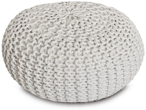 Amagohome Sitzhocker Strickhocker XXL Pouf Ø55 H37cm Bodenkissen Sitzpouf Baumwolle recycel
