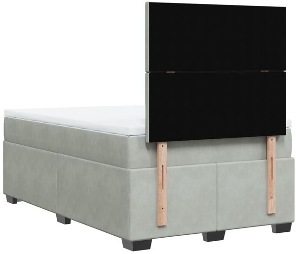 vidaXL Boxspringbett mit Matratze Hellgrau 120x200 cm Samt 3293176 Bild 12