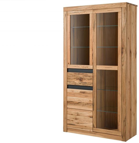Vitrine Wild-/ Zerreiche 110x42x200 Eiche natur geölt MONTREUX #118