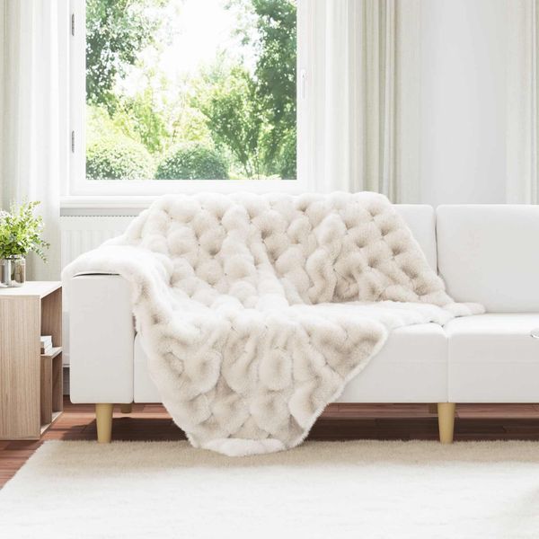 vidaXL Rutschfeste Decke aus Kunstkaninchenfell Olite Weiß Polyester 42021841
