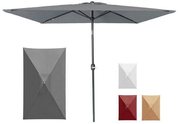 paramondo Sonnenschirm Sonnenschirm 2,3x1,3 m rechteckig knickbar Kurbel UV-Schutz grau, LxB: 230x130 cm, Klein, eckig, knickbar: ideal für Balkone, Stahl/Polyester
