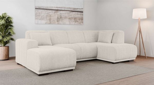 Home affaire Wohnlandschaft BORNHOLM U-Form mit Recamiere rechts/links, B/T/H: 300/162/85 cm, U-Form mit Wellenunterfederung, Recamiere rechts oder links bestellbar