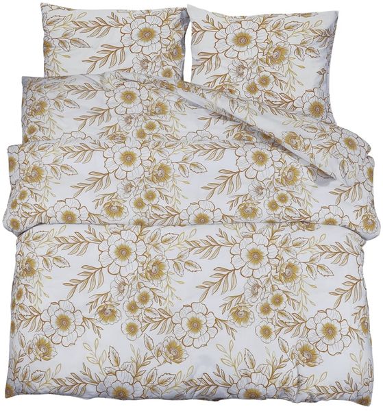 vidaXL Bettwäsche-Set, Baumwolle weiß / braun, 225x220 cm Bild 2