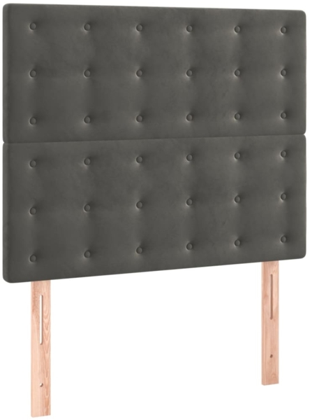 vidaXL Boxspringbett mit Matratze & LED Dunkelgrau 90x200 cm Samt 3136342 Bild 6