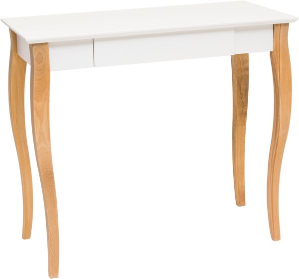 Ragaba Schreibtisch mit Schublade, MDF & Massives Buchenholz, 85x40 cm, Weiß