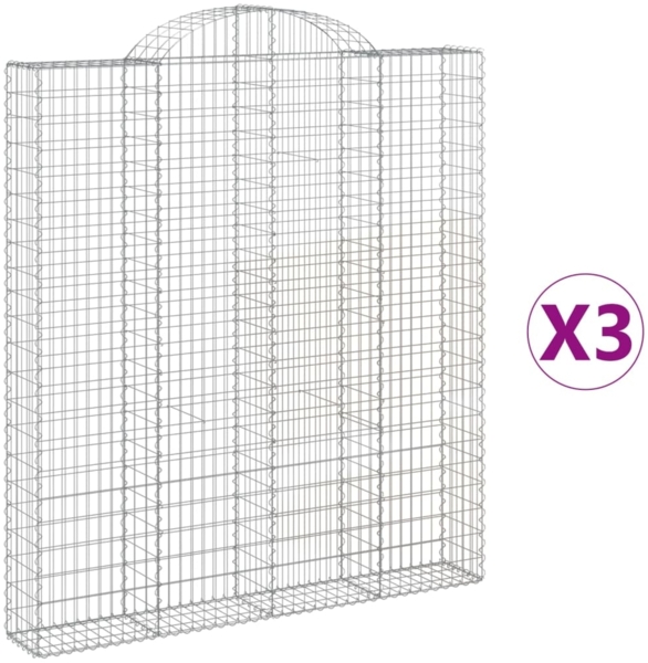vidaXL Gabionen mit Hochbogen 3 Stk. 200x30x220/240cm Verzinktes Eisen 3146237