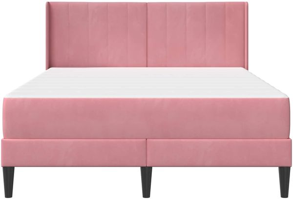 vidaXL Bettgestell mit Matratze mit Kopfteil Rosa 120 x 190 cm Samt 3414852 Bild 6