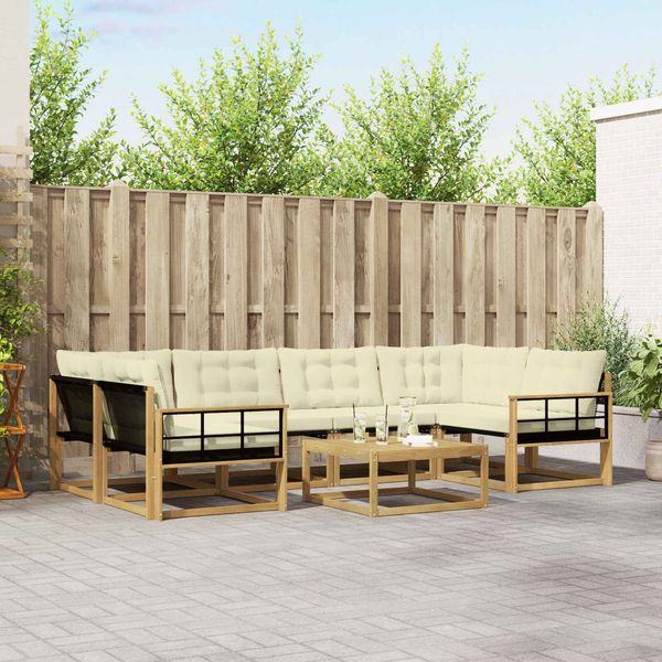 vidaXL Outdoor-Sofagarnitur 7 pcs Weiß und Creme 79 x 79 x 37 cm 3388472