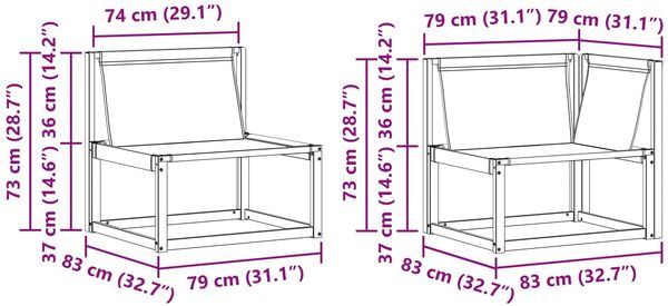 vidaXL Outdoor-Sofagarnitur 7 pcs Weiß und Creme 79 x 79 x 37 cm 3388472 Bild 8