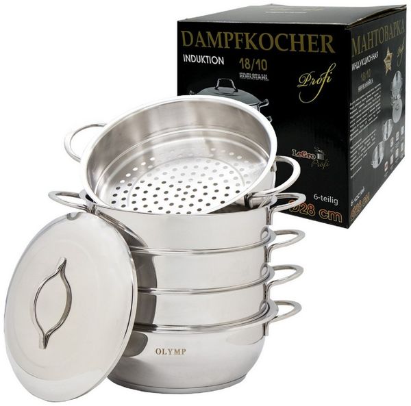 Olymp Handels GmbH Dampfgartopf Mantowarka Dampfkocher Ø28 cm Dampfgarer 6 Tlg Induktion