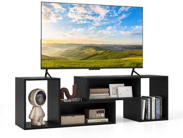 TV-Schrank 2-teilig freie Kombination Fernsehtisch für Fernseher bis zu 60 Zoll Schwarz