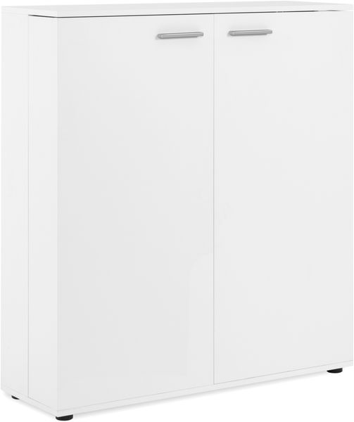 Finori Satos 02A Kommode / Schuhschrank, weiß | Schuhschrank für Flur | Maß: B x H x T ca. 100 x 110 x 34 cm | Schuhschrank mit Platz für bis zu 24 Paar Schuhe 2 Türen mit jeweils 2 Einlegeböden und 3 Kunststoffstangen zur Schuhfixierung Korpus jeweils 2 Einl... Bild 7