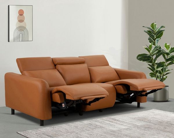 OTTO home 3-Sitzer SKAANE Lederoptik, 229 cm, manuelle-u. elektrische Relaxfunktion, Relax-Funktion in 2 Sitzen, Kopfteilverstellung, Federkernpolsterung