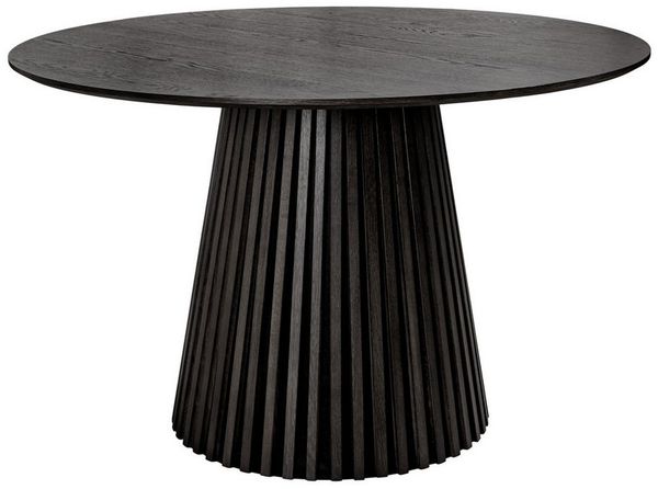 riess-ambiente Esstisch VALHALLA WOOD 120cm schwarz · runder Küchentisch im Japandi-Design (Einzelartikel, 1-St), 6 Personen · Säulenfuß aus Massivholz · Eiche