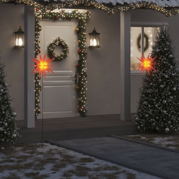 vidaXL LED-Weihnachtssterne 3 Stk. mit Erdspießen Faltbar Rot 57 cm 3190444