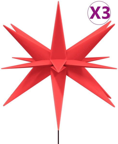 vidaXL LED-Weihnachtssterne 3 Stk. mit Erdspießen Faltbar Rot 57 cm 3190444