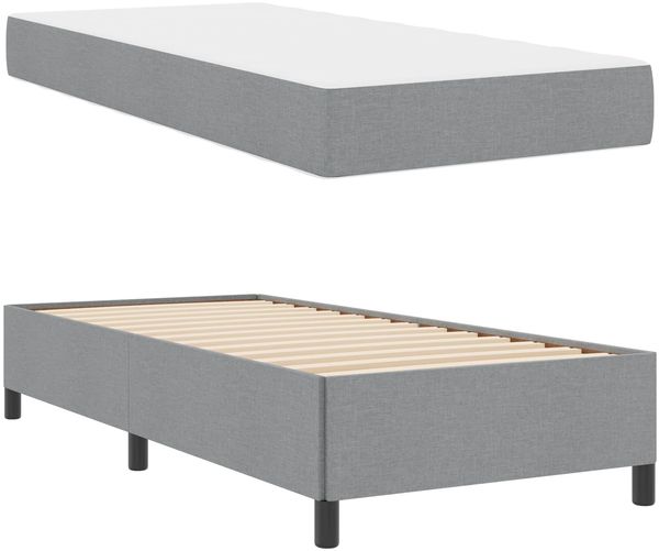 vidaXL Boxspringbett mit Matratze Hellgrau 90 x 190 cm Stoff 3398822 Bild 5