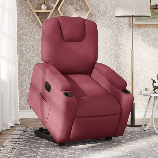 vidaXL Relaxsessel mit Aufstehhilfe Elektrisch Weinrot Stoff 3204395
