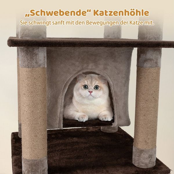 KOMFOTTEU Kratzbaum, Kletterbaum mit Liegebett, Sisal Kratzpfosten