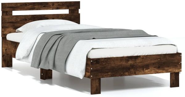 Einzelbettgestell Design für Erwachsene mit Kopfteil Räuchereiche 75x190 cm Holzwerkstoff d3185e