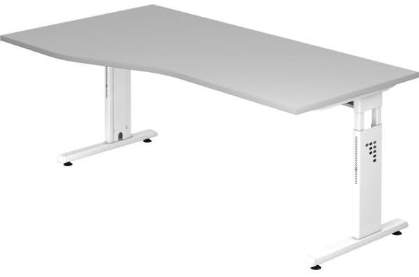 Schreibtisch OS18 C-Fuß 180x100 / 80cm Grau Gestellfarbe: Weiß