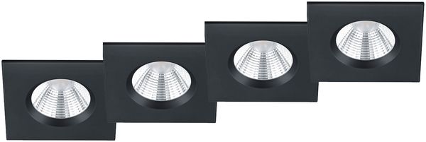 4er SET IP65 LED Deckeneinbaustrahler Schwarz eckig, dimmbar, 8,5cm Bild 2