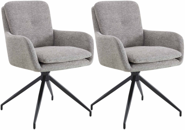 CLP 2er Set Esszimmerstühle Pickett Stoffbezug 180° Schwenkfunktion bis 150 kg,taupe