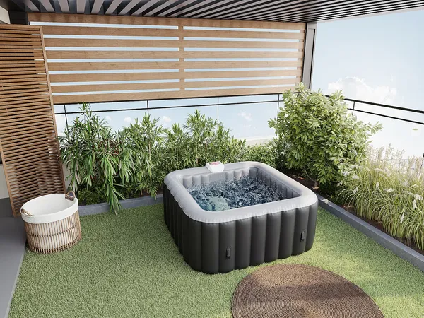 Vente-unique - BCOSY Spa Plastik Schwarz - B 154 cm x H 65 cm x L 154 cm