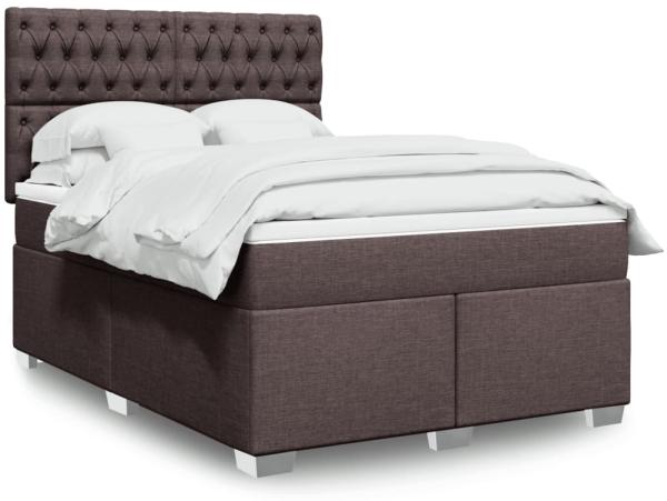 vidaXL Boxspringbett mit Matratze Dunkelbraun 140x190 cm Stoff 3292793