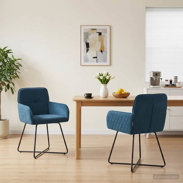 vidaXL Esszimmerstühle 2 pcs Samt (V) Blau 59 x 56,5 x 86 cm 42034300