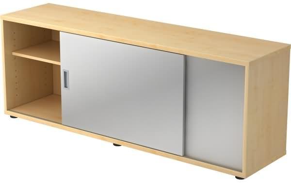 Sideboard 1,5 Ordnerhöhen, beidseitig nutzbar, Ahorn / Silber