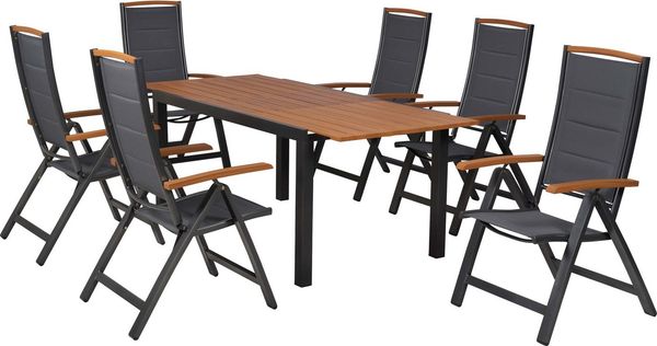 MERXX Garten-Essgruppe Tino, (Set, 7-tlg), inkl. 6 Klappsessel, 1 Ausziehtisch