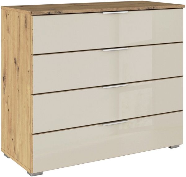 OTTO home Schubkastenkommode Sideboard Schubladenkommode Schubladenkommode AGORDO mit Glasfront (in zwei Griff-Farben, Breite 80 cm), vier große und geräumige Schubladen mit viel Stauraum MADE IN GERMANY