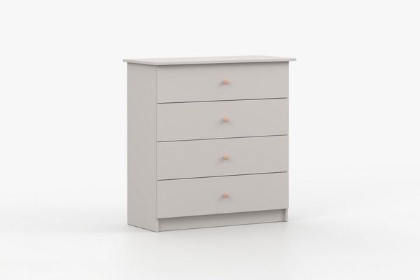 Deine Möbel 24 Kommode OSCAR 95 cm breit Sideboard mit 4 Schubladen (Set, 4 St, ganz in Weiß / Cashmere, Griffe: Rosa / Anthrazit OSCAR-Kollektion), Kinderzimmer Jugendzimmer Jungenzimmer Mädchenzimmer Schlafzimmer