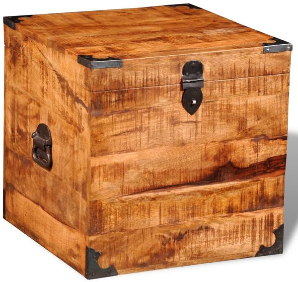 vidaXL Truhe Würfelform Raues Mangoholz 241636