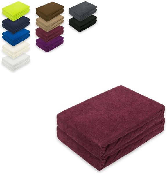 Doppelpack Frottee Spannbettlaken 90 - 100 x 200 cm Bordeaux