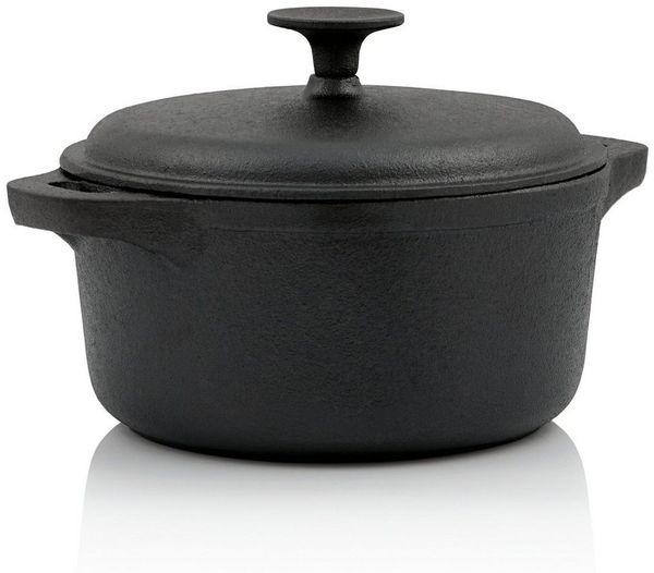 BBQ-Toro Bräter Gusseisen Cocotte, 4 Liter, Ø 22,5 cm, schwarz, rund, Bräter mit Decke, Gusseisen