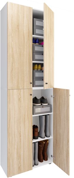 VCM Schuhschrank Lona 919216 Weiß / Sonoma-Eiche H. 220 x B. 70 x T. 40cm