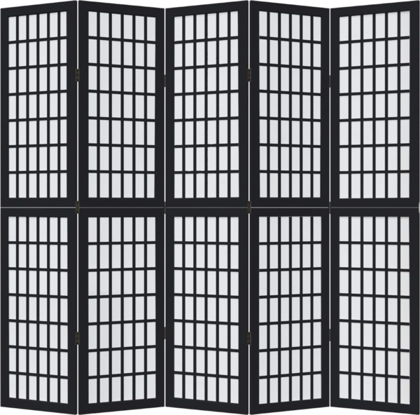 vidaXL 5-tlg. Paravent Schwarz Massivholz Paulownia 358774 Bild 3