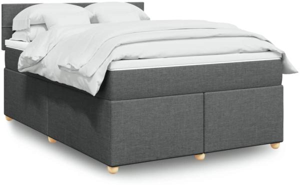 vidaXL Boxspringbett mit Matratze Dunkelgrau 140x200 cm Stoff 3289004