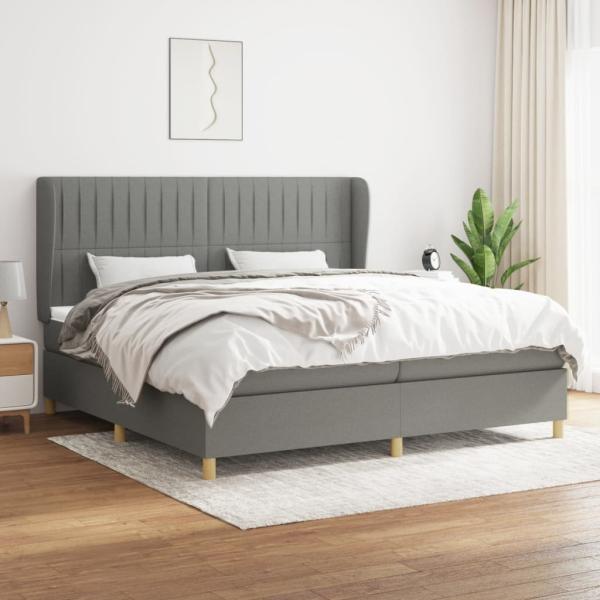 Boxspringbett mit Matratze Stoff Dunkelgrau 200 x 200 cm, Härtegrad: H2 [3128710]